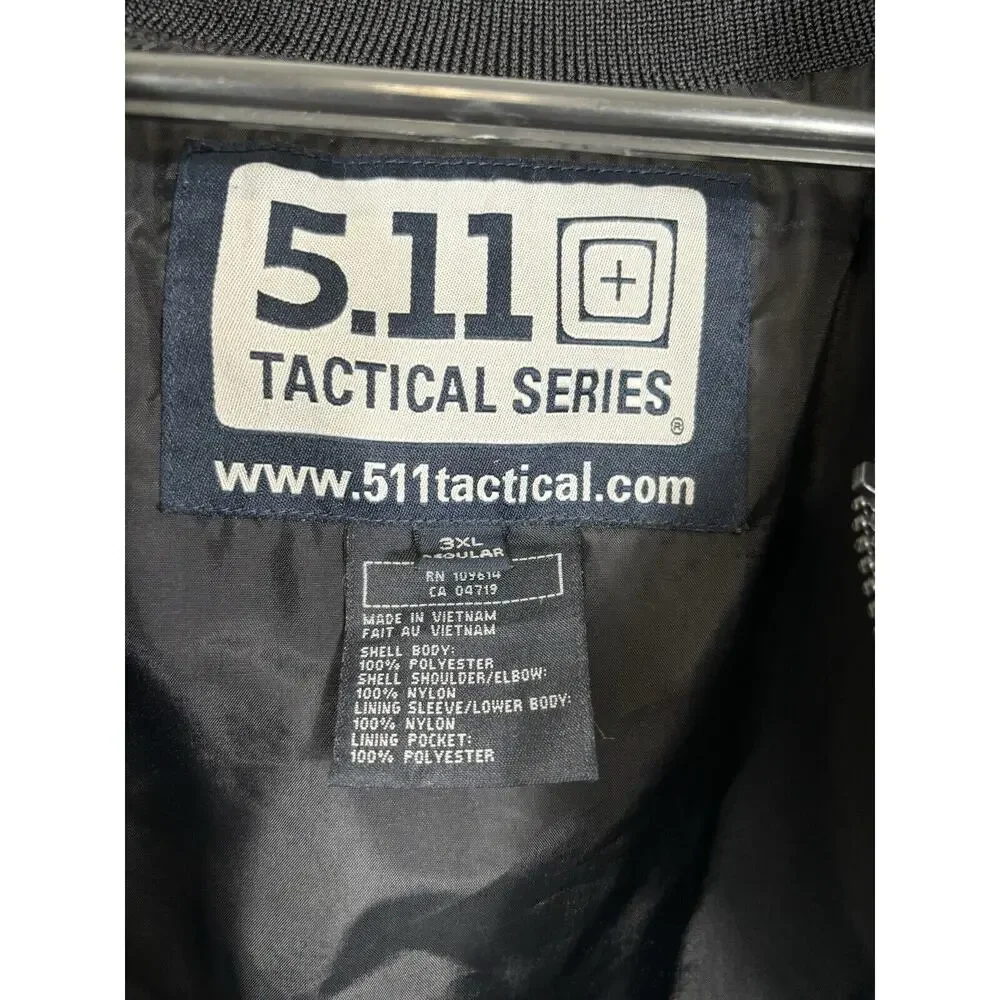 5.11 Tactical Series Coat Mens Size 3XL‎ Black Polyester Bomber Jacket Zip Front